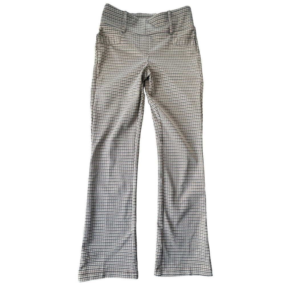 Soho Apparel Houndstooth Flare Pants Womens S Brown Black Retro 70s Y2K Stretch
